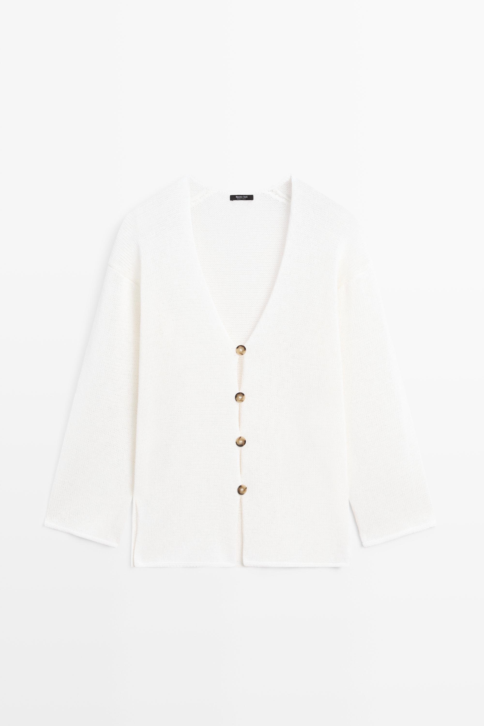 Cardigan long en maille à col V